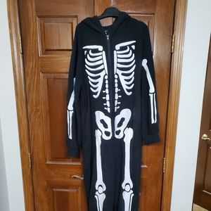 Adult Skeleton Costume Onesie Fleece XL